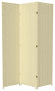 7' Tall Woven Fiber Room Divider, Cream, 3 Panel