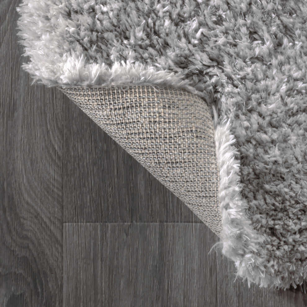 Aydin Solid Plush Shag Gray Area Rug, Gray, 2'x8'