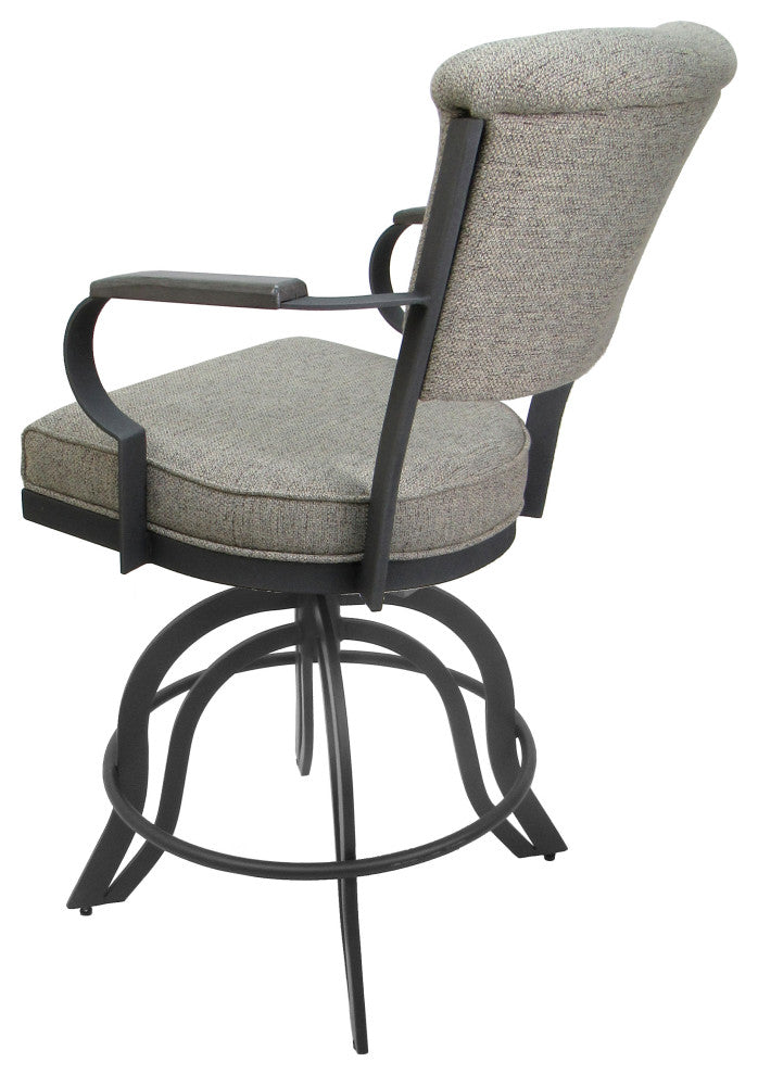 Miami Counter 26" or 30" Metal Bar Stool Wood Armrests - A Base, Portwood Ash -