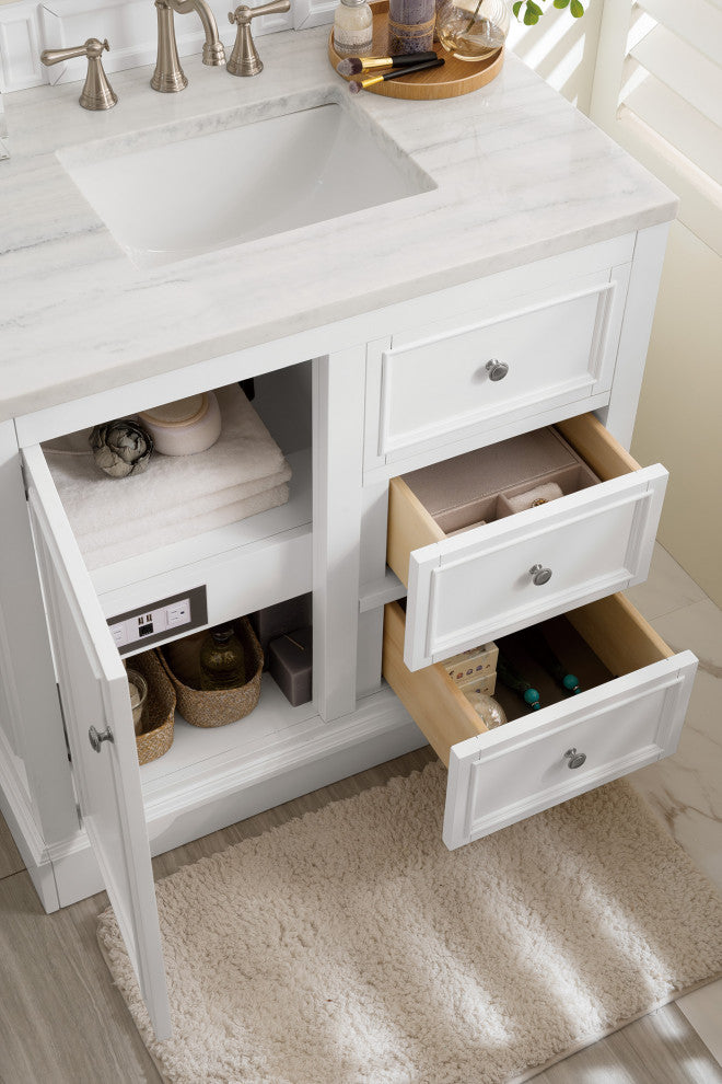 James Martin 825-V36-BW-3AF De Soto 36" Single Vanity w/ Arctic Fall Top