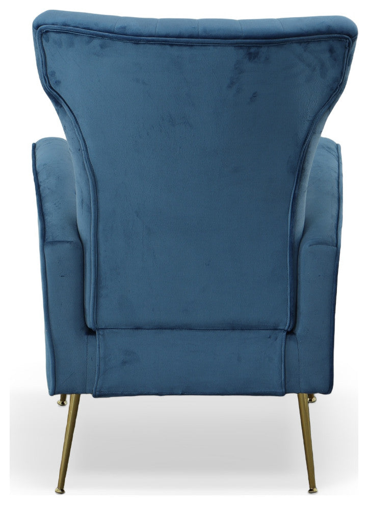Cela Cream Velvet Upholstered Wingback Chair With Gold legs