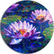 Blue Lotus Oil Painting, Floral Round Wall Art, 11"