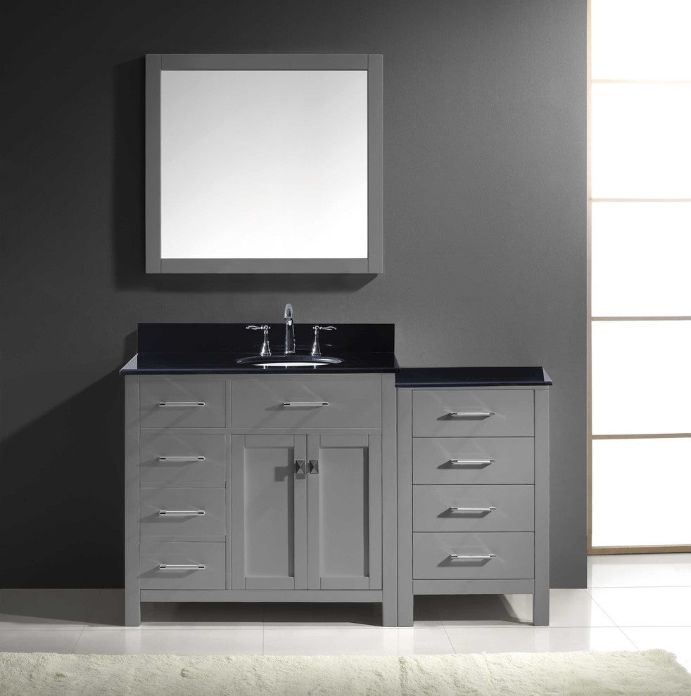 Caroline Parkway Single Bathroom Vanity Set, Gray, Black Galaxy Granite, 57"
