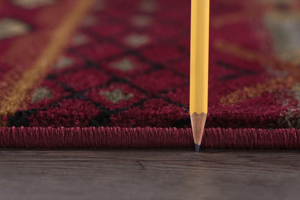 Sierra Bear Novelty Lodge Pattern Red Round Area Rug, 8' Round