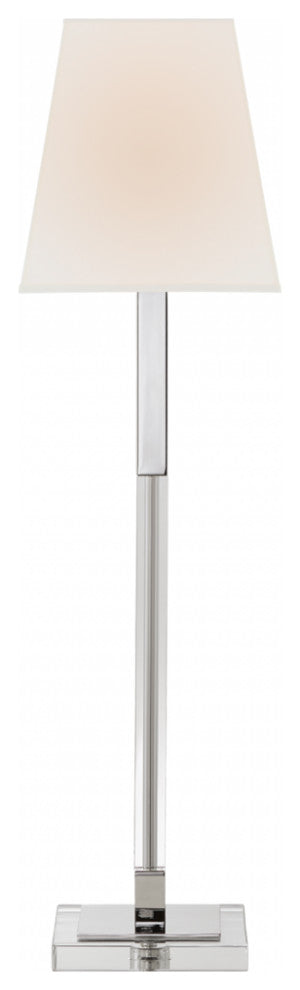 Reagan Buffet Lamp, 1-Light  Nickel & Crystal, Linen Square Shade, 29.75"H