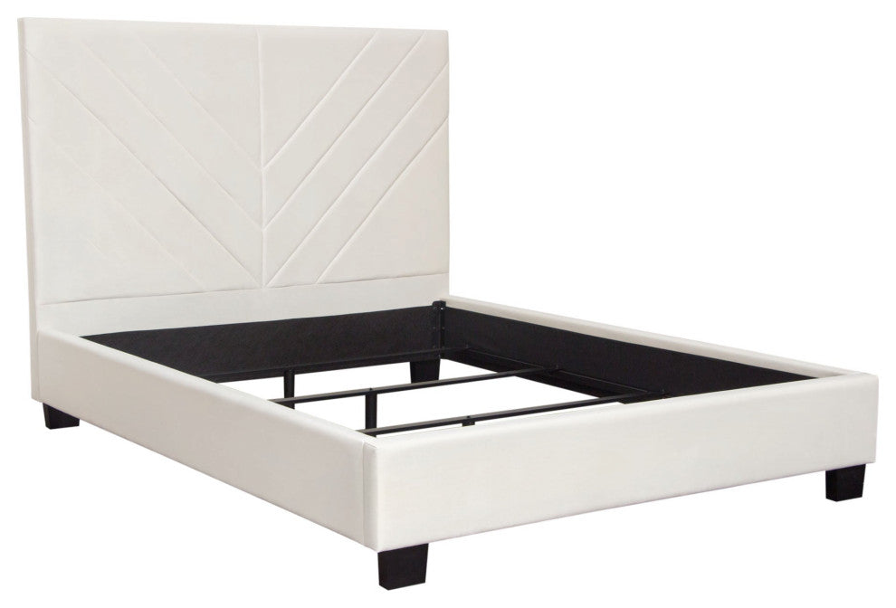 Vogue Queen Bed, Light Cream Velvet