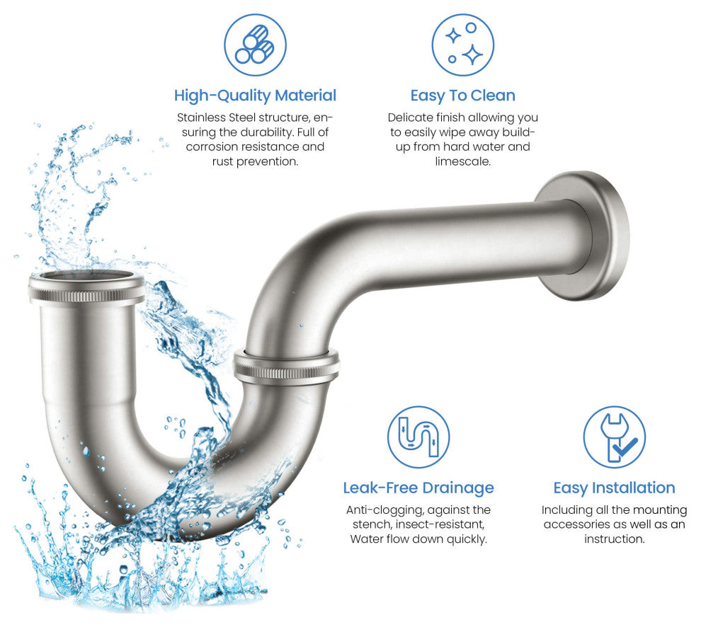 Kibi 1-1/2" P-Trap, Brushed Nickel