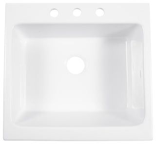 Parker White Fireclay 26" Single Bowl Quick-Fit Drop-In Kitchen Sink, 3 Holes