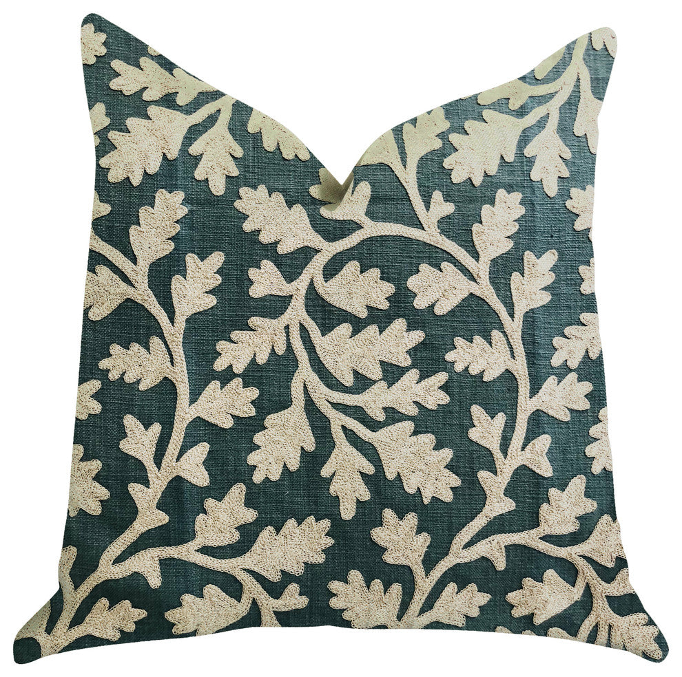 Wild Emerald Figleaf in Green Luxury Throw Pillow, 20"x36" King