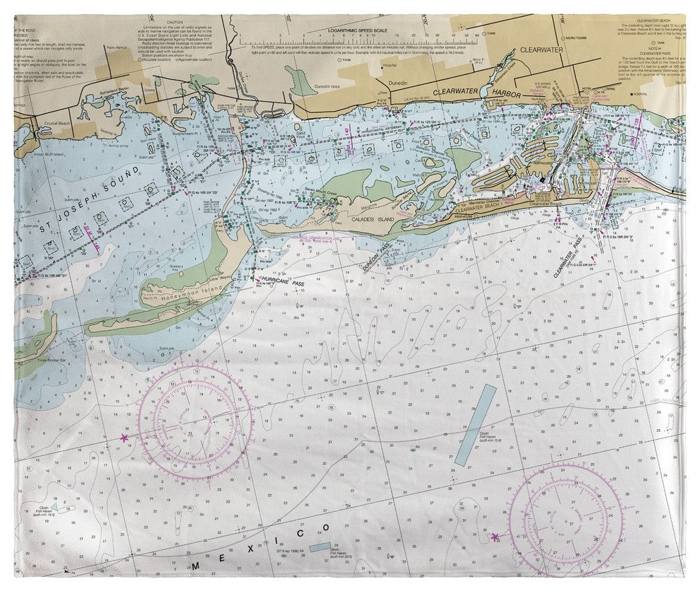 Betsy Drake Clearwater Harbor, FL Nautical Map Fleece Throw