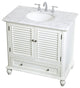 Elegant Decor Rhodes 36" Single Marble Top Bathroom Vanity in Antique White
