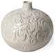 8" Carved White Ceramic Vase