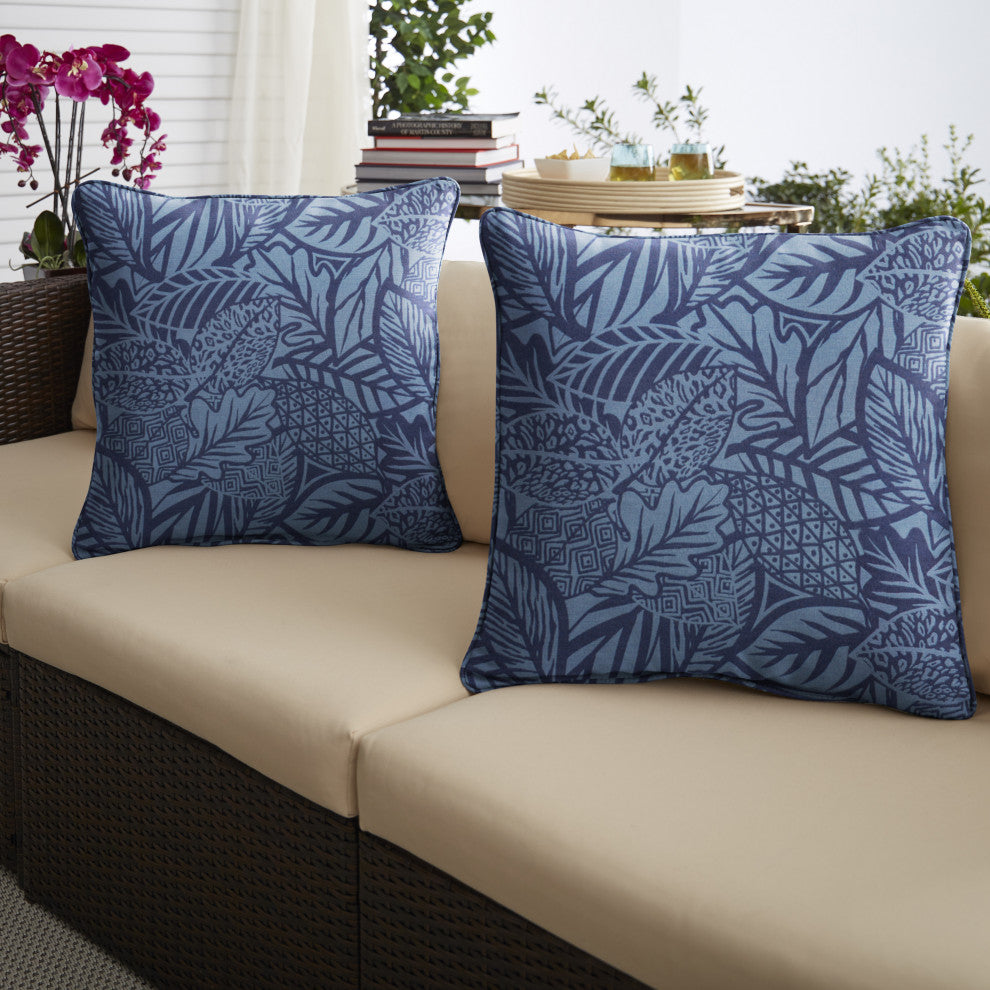 Sorra Home Maven Capri Outdoor/Indoor Corded Pillow, Set of 2, 22"x22"x6"