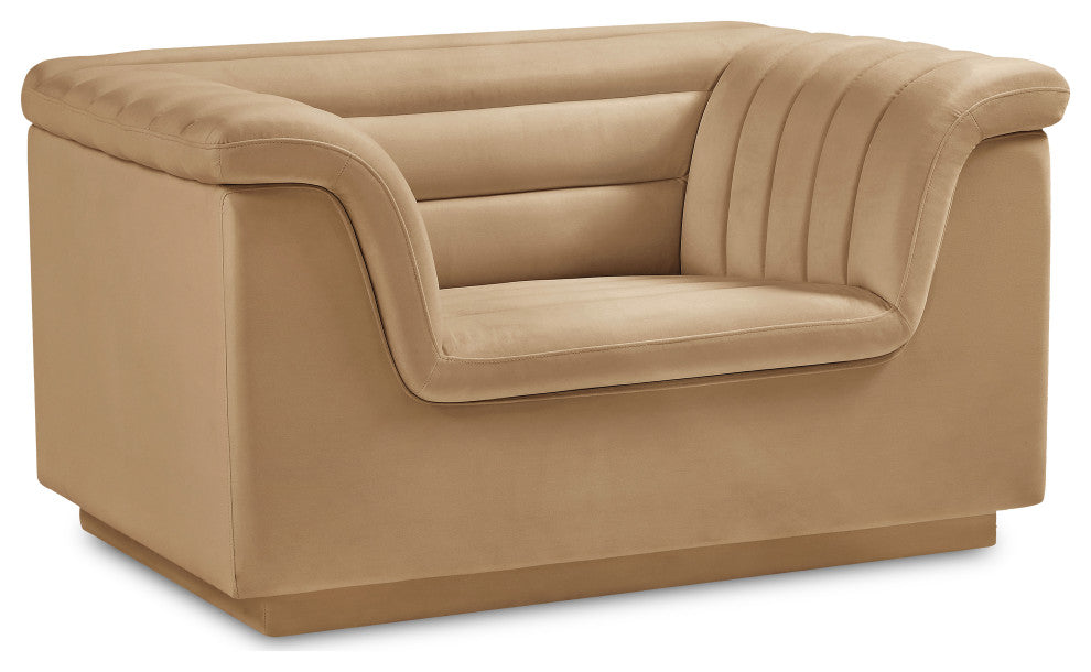 Cascade Upholstered Set, Camel, Velvet, Chair