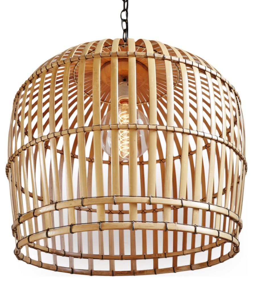 Bamboo Strip Cage Pendant Light