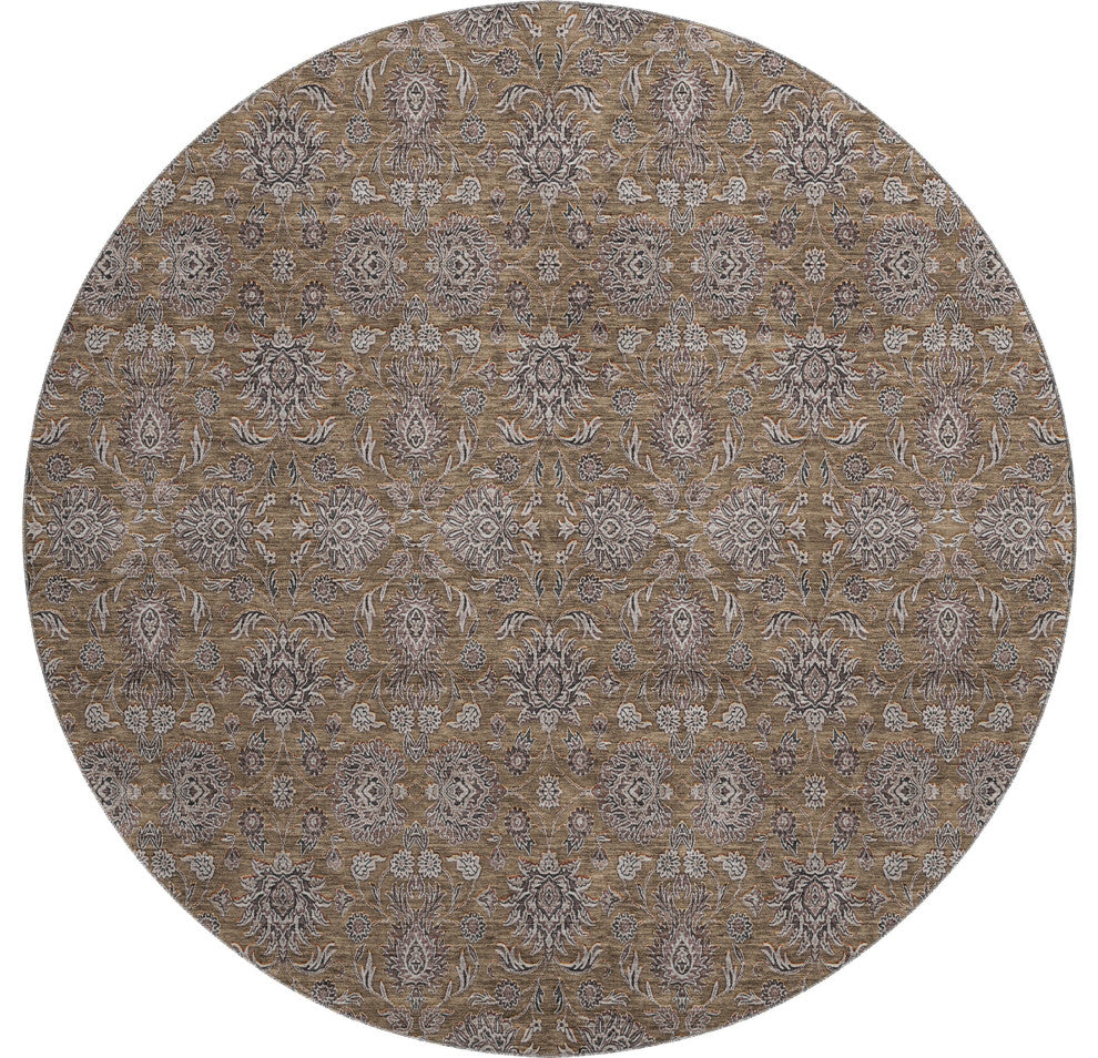 Premium Machine Washable Mayfield AMF702 Chocolate 8' x 8' Round Rug