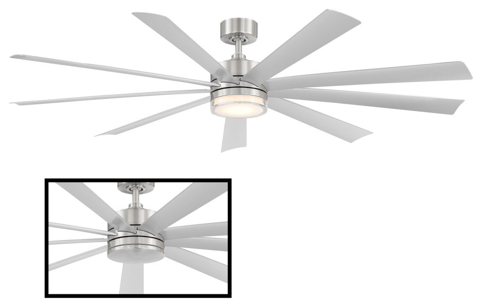 Wynd XL Indoor/Outdoor Smart Ceiling Fan, 72", Stainless Steel, 2700K Light Kit