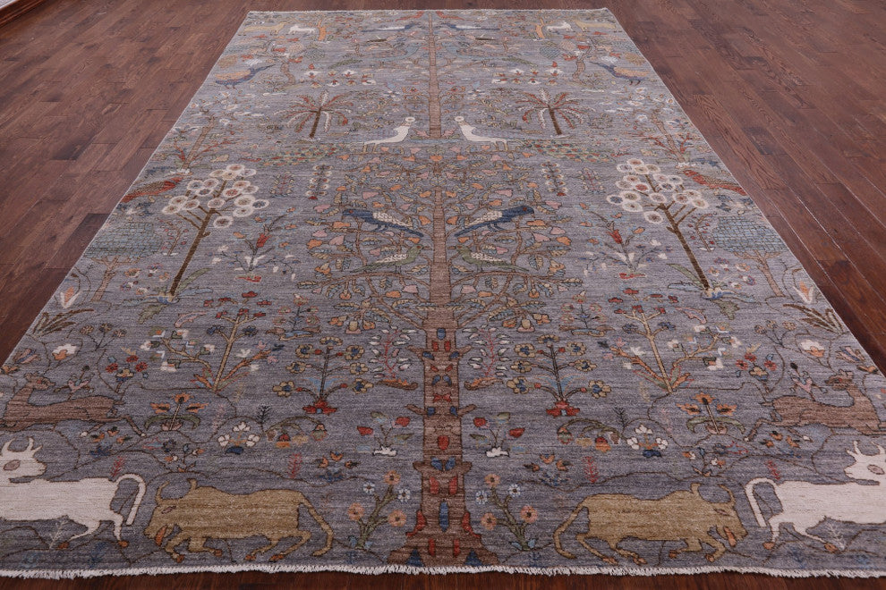 8' 11" X 13' 5" Hand-Knotted Persian Tree Of Life Wool Rug Q9584