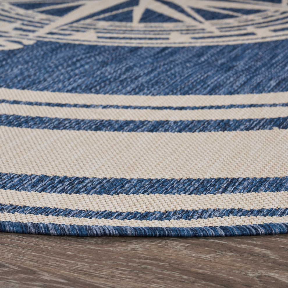 Nautical Navigation Indoor Outdoor Rug, 7'6" Round