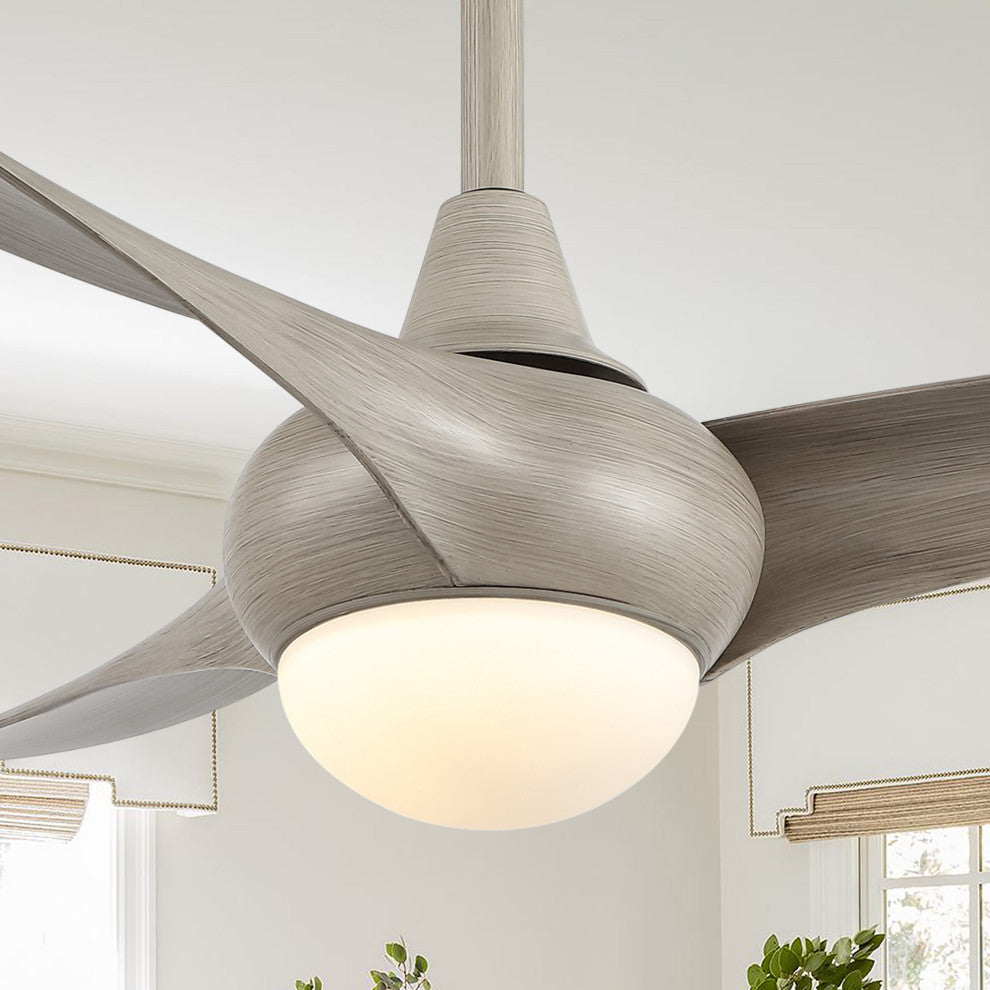 Aviator 52" 1-Light App 6-Speed Retro Swirl LED Ceiling Fan, Gray Wood