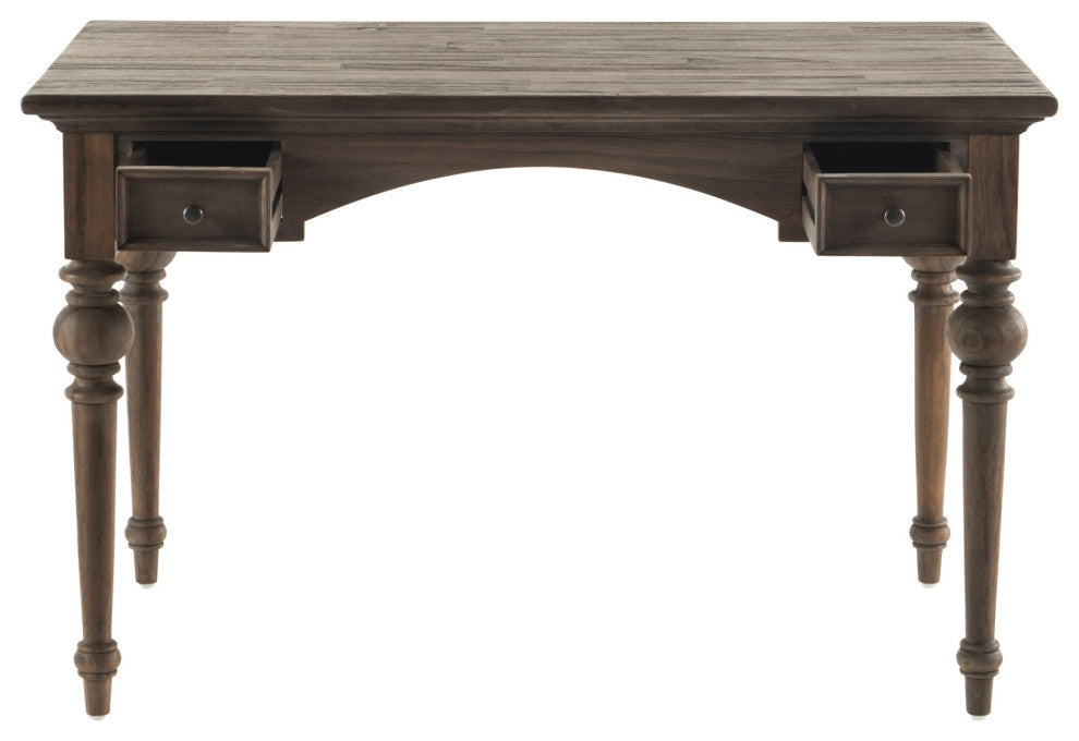 Antiqued Brown Teak Provencial Writing or Computer Desk