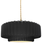 Radiance Medium Tier Pleated Pendant, Gloss Black Frame, Brushed Brass, LED