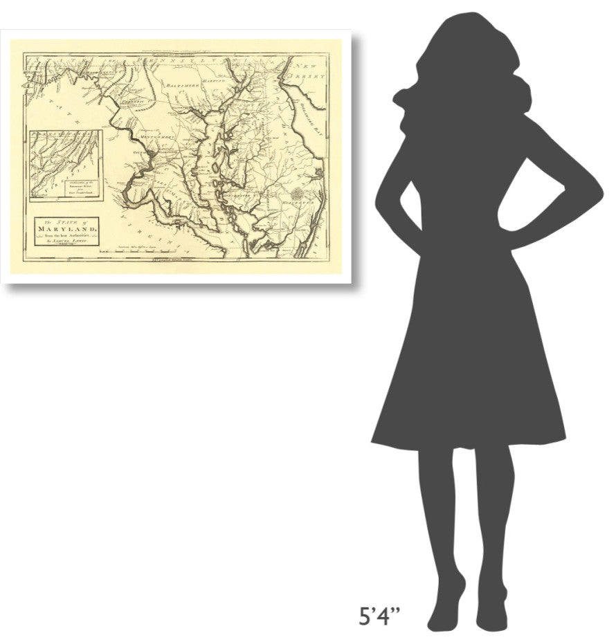 "State of Maryland, 1795" Digital Paper Print by Mathew Carey, 38"x28"