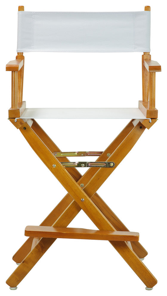 024" Director's Chair Honey Oak Frame-White Canvas