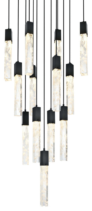 Elegant Lighting 2088G26 Aurora 26"W Crystal Multi Light Pendant - Black