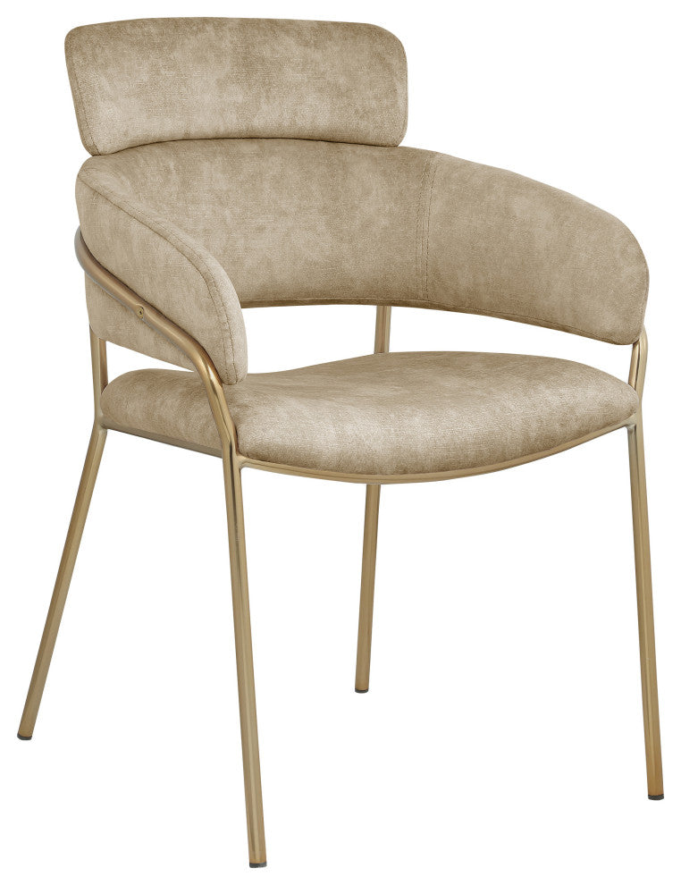 Yara Upholstered Dining Chair (Set of 2), Beige, Velvet