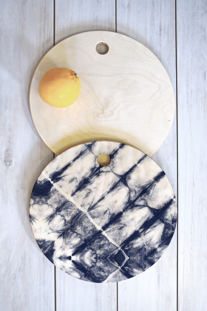 Little Arrow Design Co Shibori Tie Dye Cutting Board Round