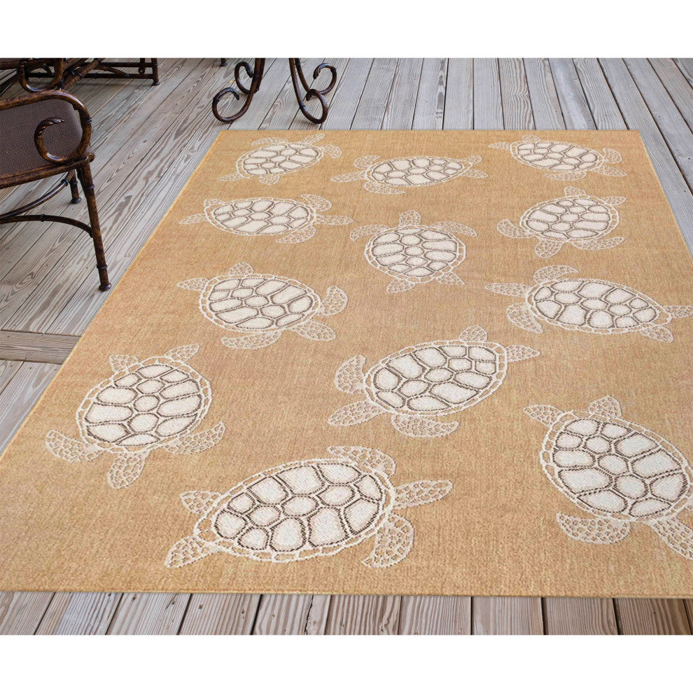 Carmel Seaturtles Indoor/Outdoor Rug, Sand, 7'10"x9'10"