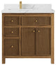 Sonoma Teak 36 Left Offset Bath Vanity in Dark Natural with 2" Calacatta Laza