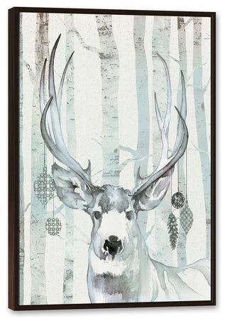 Whimsical Watercolor Reindeer Canvas Wall Art, Framed, 32"x48"