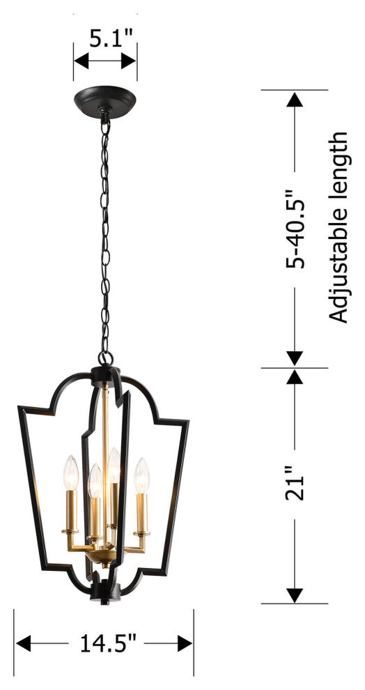 Iris Black and Light Gold With Bronze Lantern Chandelier