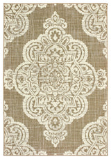 Oriental Weavers Sphinx Marina 5929J Outdoor Rug, Tan/Ivory, 5'3"x7'6"