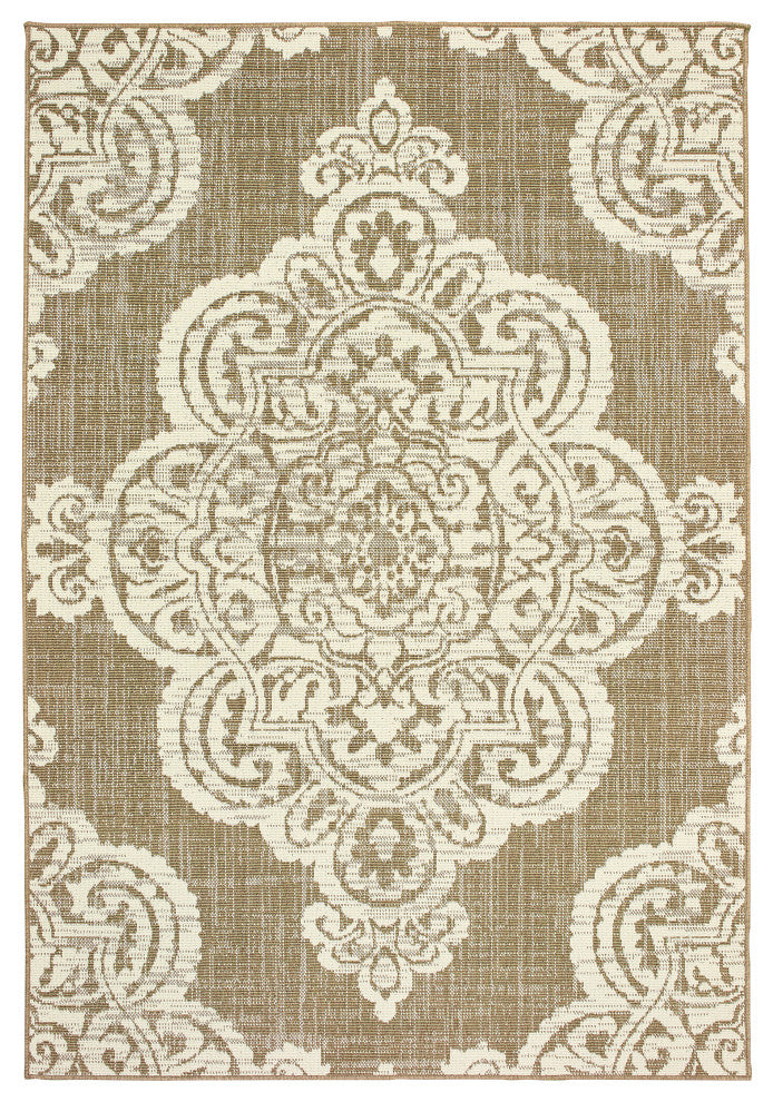 Oriental Weavers Sphinx Marina 5929J Outdoor Rug, Tan/Ivory, 5'3"x7'6"