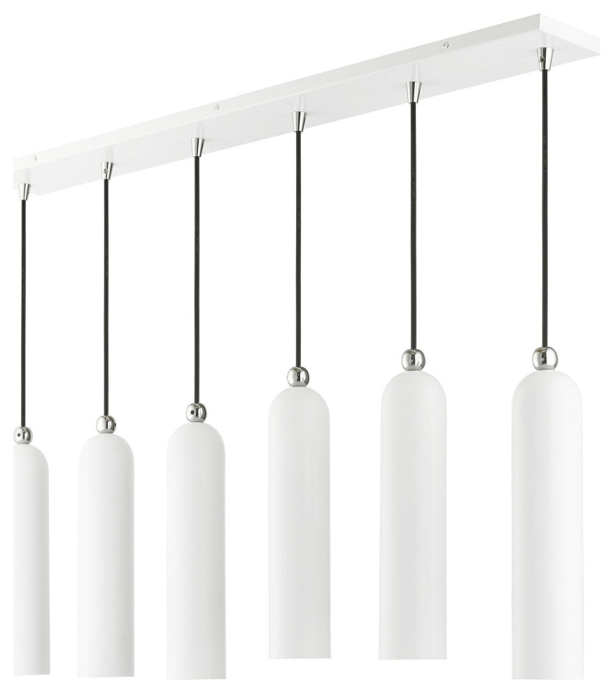 Shiny White Finish Mid Century Modern, Urban, Scandinavian Linear Pendant