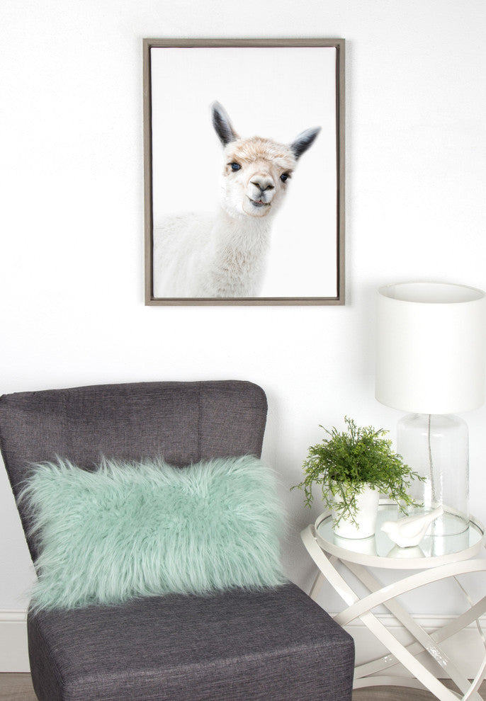 Sylvie Studio Alpaca Animal Print Framed Canvas Art by Amy Peterson, 18x24