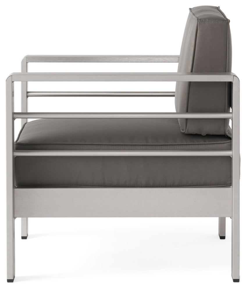 GDF Studio Emily Coral Outdoor 2-Seater Club Chair Chat Set With Side Table
