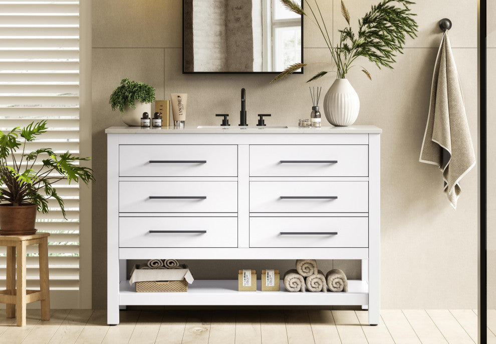 Home Living 48" Single Bathroom Vanity, White