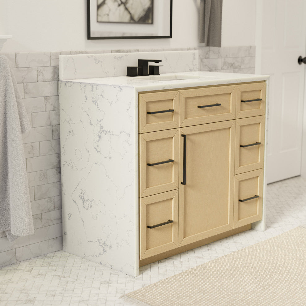 Palisade 42" Bathroom Vanity, Blonde, Engineered Marble