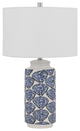 Benzara BM272350 27" Coastal Ceramic Table Lamp, Dimmer, Sea Shells, Blue