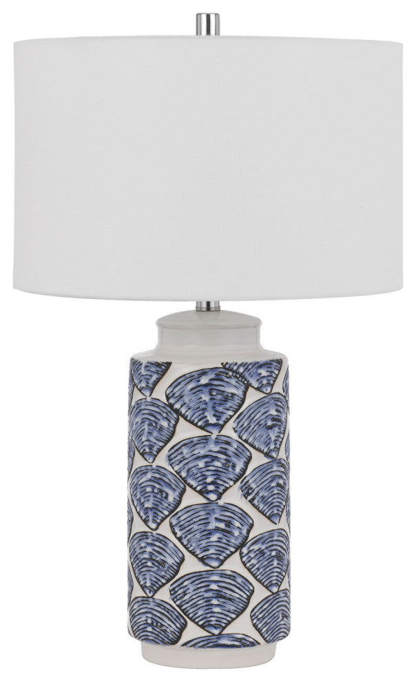 Benzara BM272350 27" Coastal Ceramic Table Lamp, Dimmer, Sea Shells, Blue