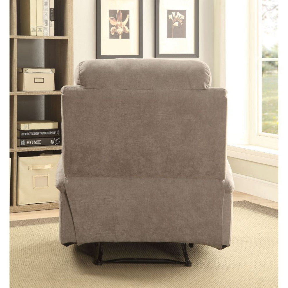 Velvet Upholstered Motion Recliner, Gray Finish