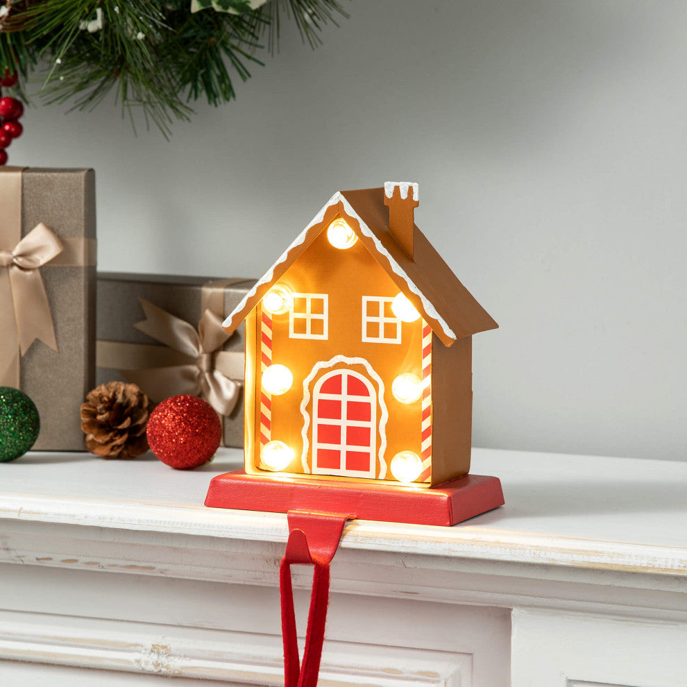 Marquee LED Metal Gingerbread Stocking Hangers, House