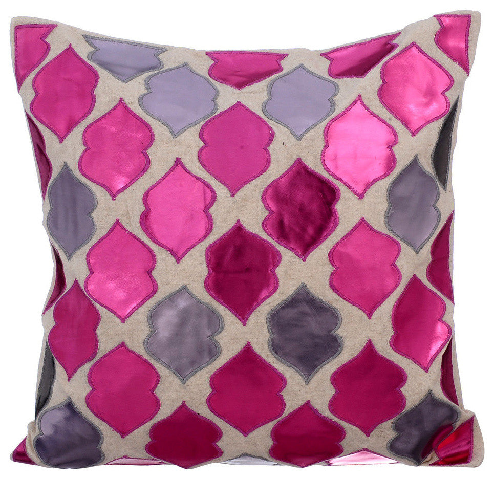 Pink Decorative Euro shams 26"x26" Faux Leather, Magic Potion