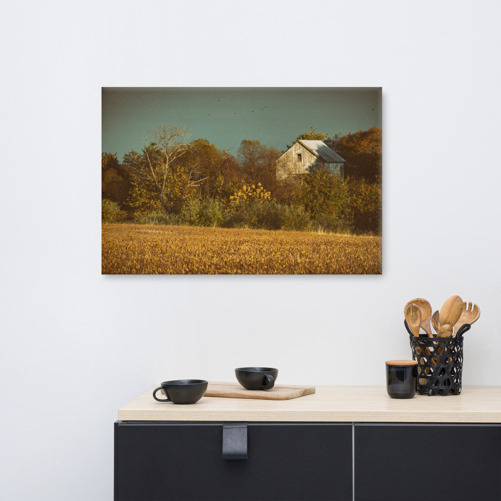 Canvas Wall Decor: Abandoned Barn - Aged Rural Landscape Photo, 24" X 36"