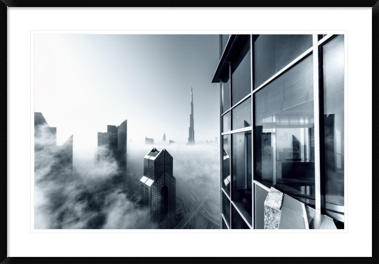 "Foggy City" Framed Digital Print by Naufal, 44x30"