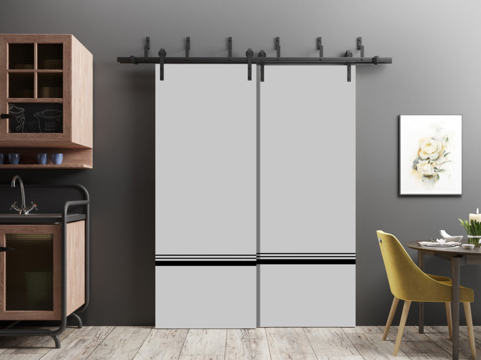Slab Barn Door Panel 36 x 96 | Planum 0012 Grey Matte with  | Sturdy Finished